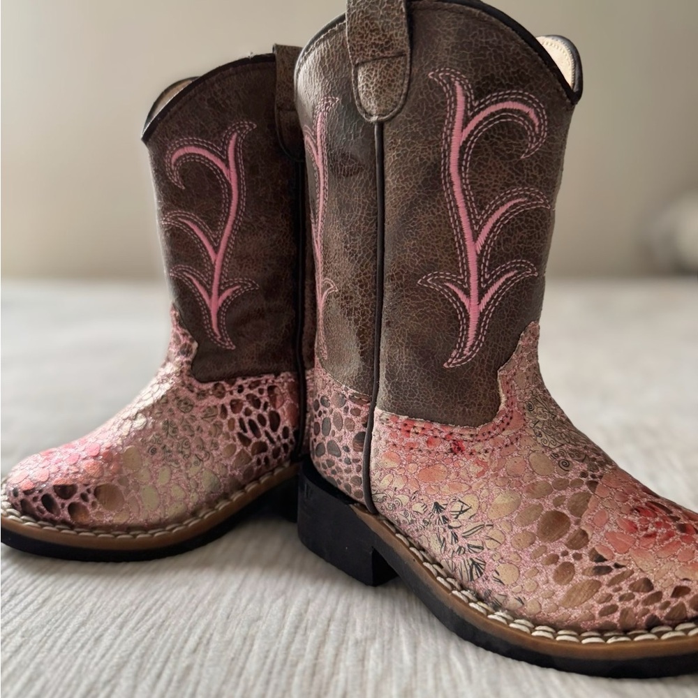 Brown and Pink Western Boots